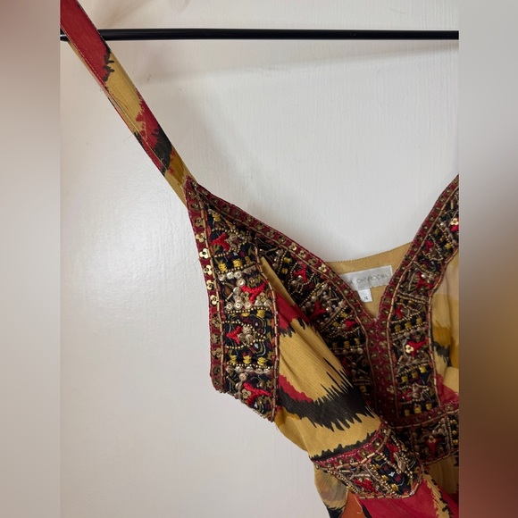 NWT Vintage Y2K Rocha. John Rocha Beaded Red Cream Sleeveless Slip Maxi Dress 14 - Picture 4 of 16